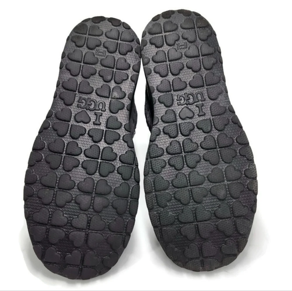 UGG I Heart Rock 'N Roll Grey Printed Hearts Black Studded Pull-On Short Boots
